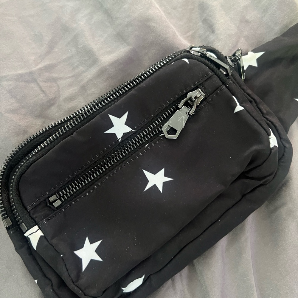 Black and White Star Pattern belt bag